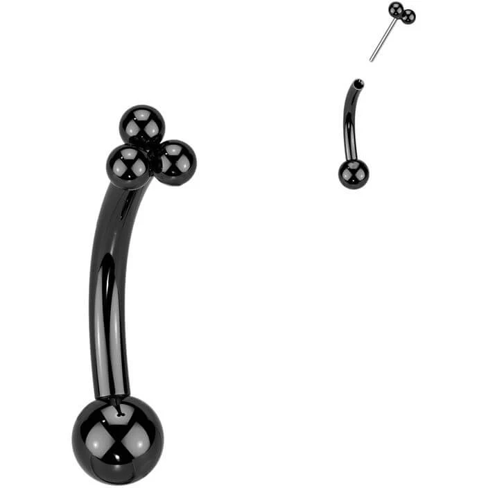 Titanium Curved Barbell 3 small balls Push-In - Image 3