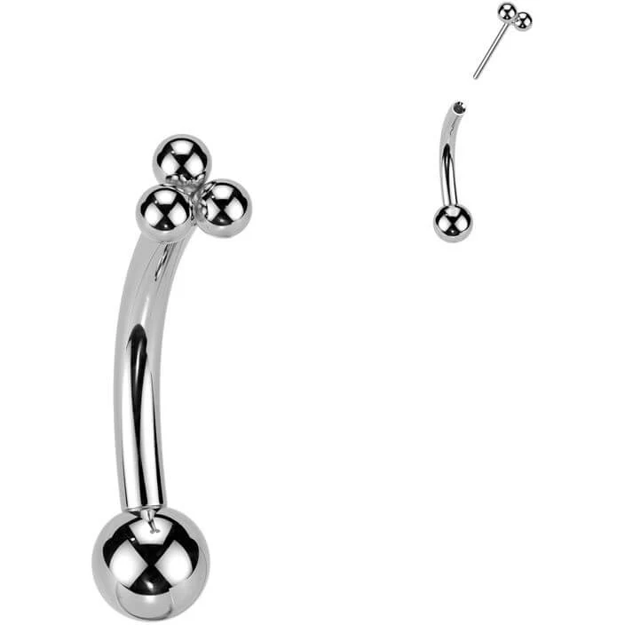 Titanium Curved Barbell 3 small balls Push-In - Image 6