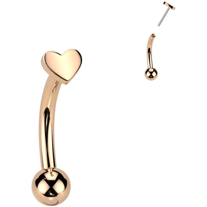 Titanium Curved Barbell heart Push-In - Image 5