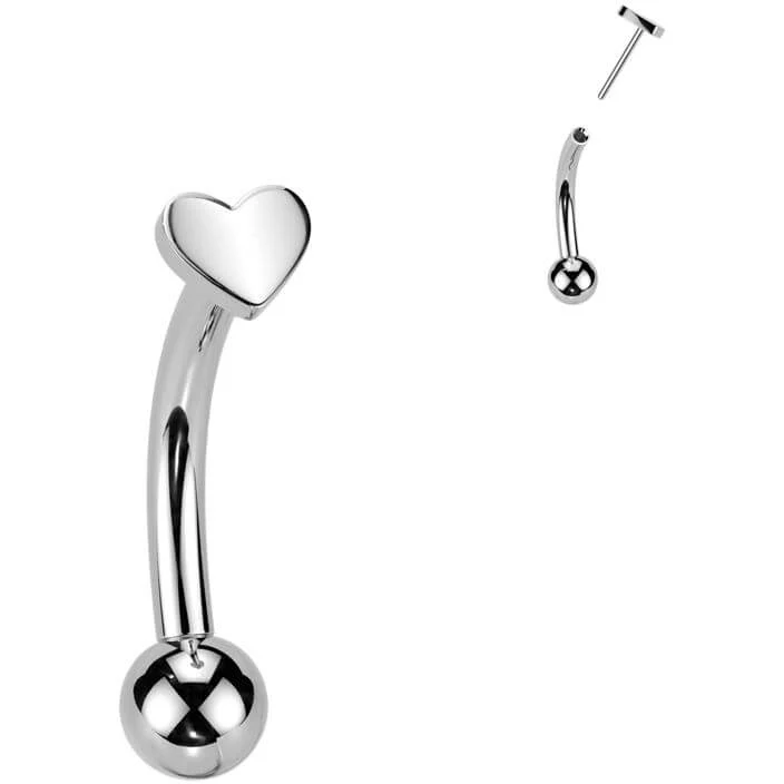Titanium Curved Barbell heart Push-In - Image 6