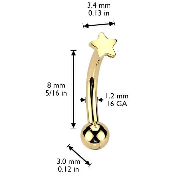 Titanium Curved Barbell star Push-In - Image 2