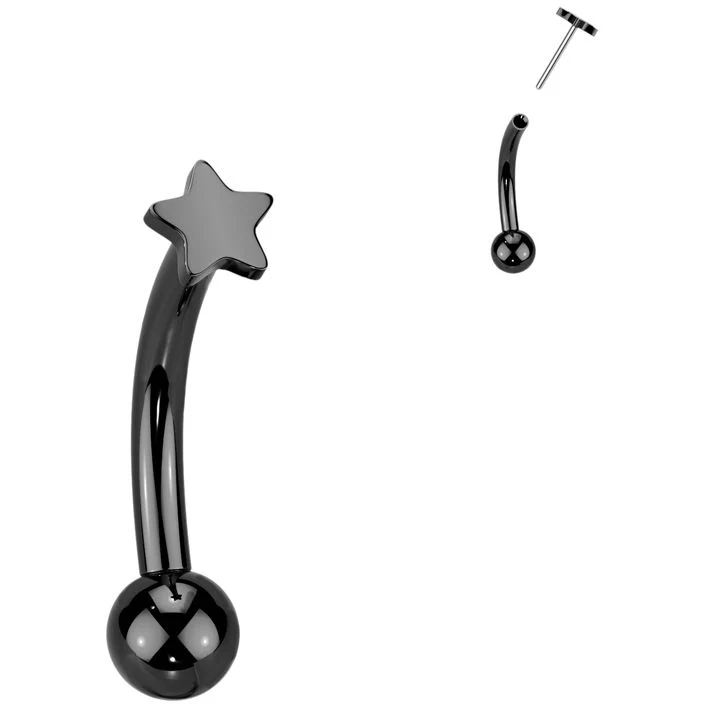 Titanium Curved Barbell star Push-In - Image 3