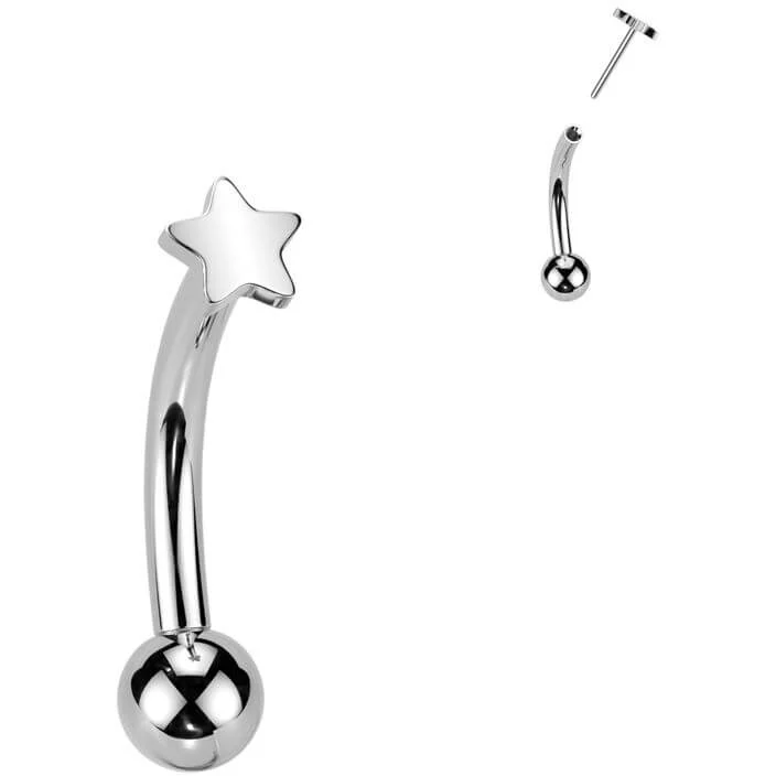 Titanium Curved Barbell star Push-In - Image 6
