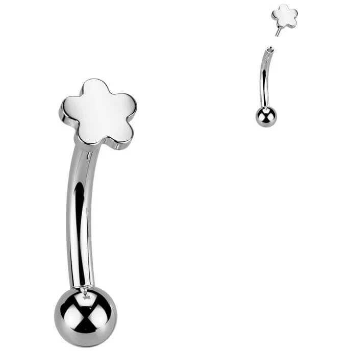 Titanium Eyebrow Piercing flower ball Push-In - Image 3