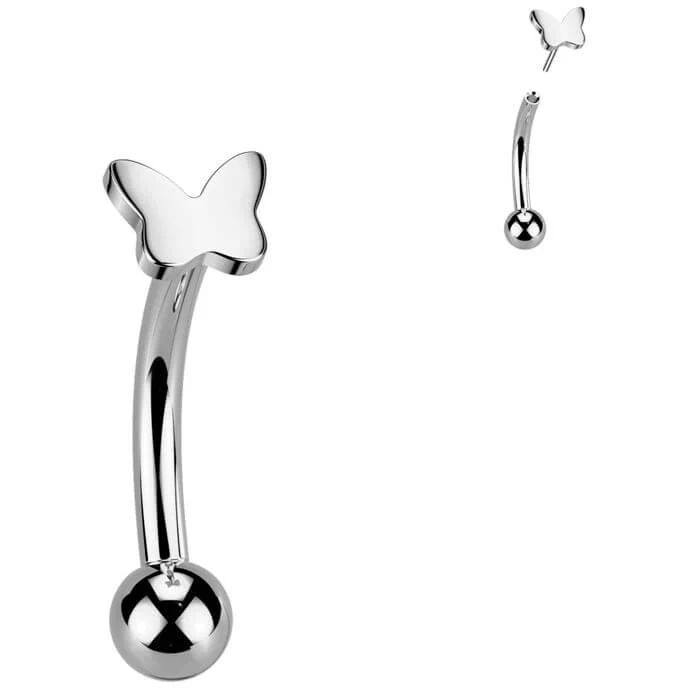 Titanium Eyebrow Piercing butterfly ball Push-In - Image 3