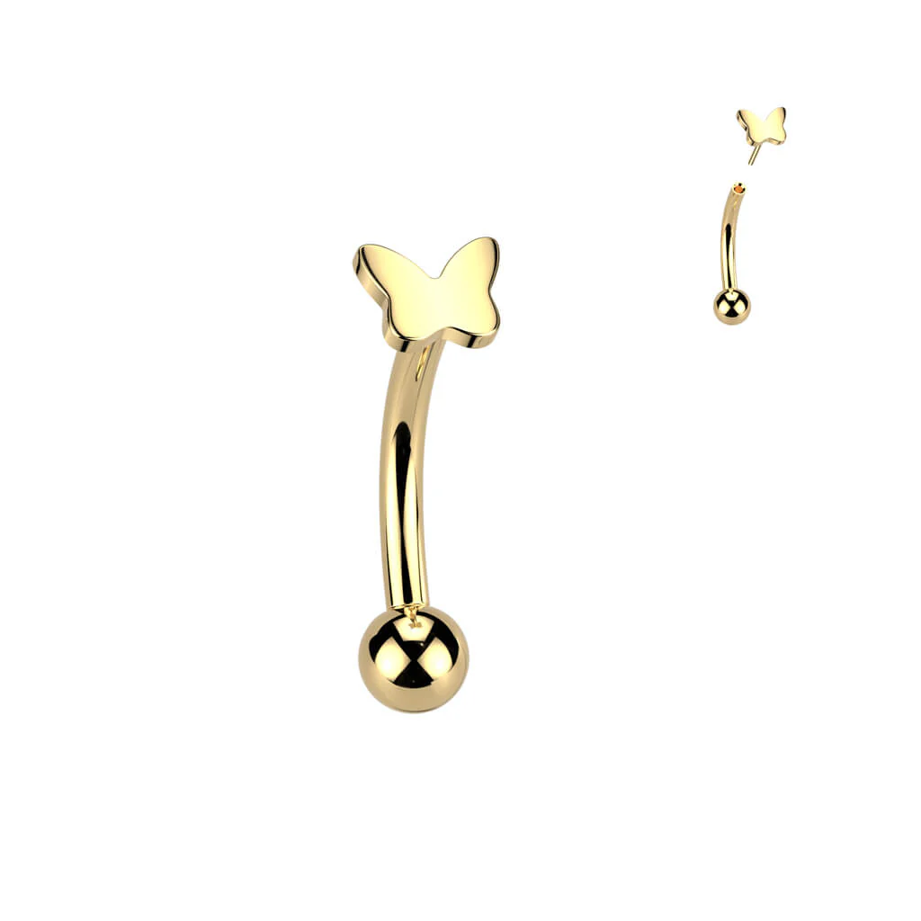 Titanium Eyebrow Piercing butterfly ball Push-In - Image 4