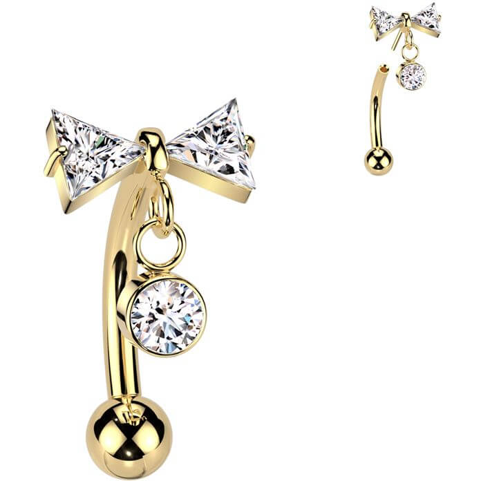 Titanium Curved Barbell bow zirconia dangle Push-In - Image 3