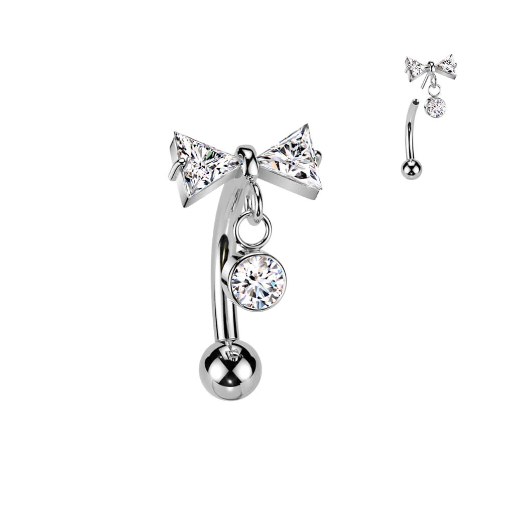 Titanium Curved Barbell bow zirconia dangle Push-In - Image 4