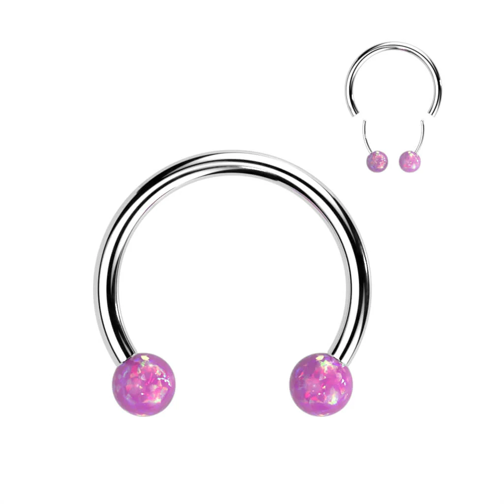Titanium Horseshoe Opal Ball Push-In - Image 5