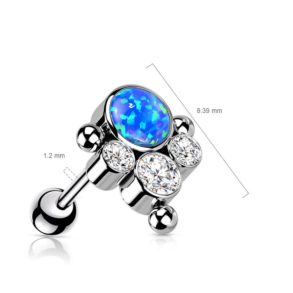 Titanium Barbell Zirconia Opal Silver Push-In - Image 3