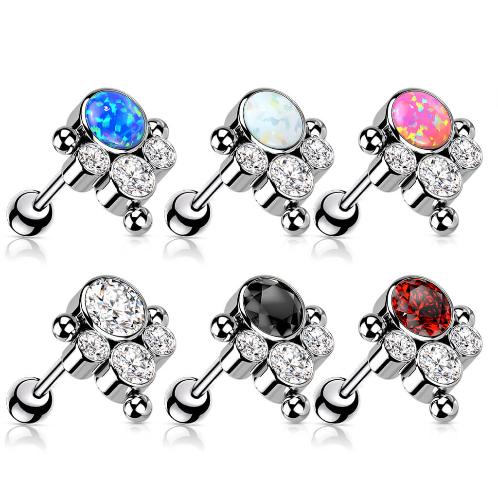 Titanium Barbell Zirconia Opal Silver Push-In - Image 5