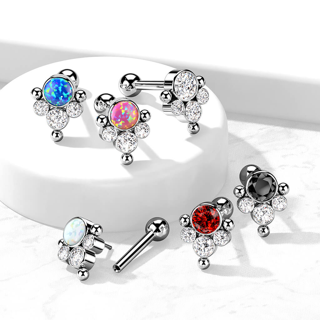 Titanium Barbell Zirconia Opal Silver Push-In - Image 7