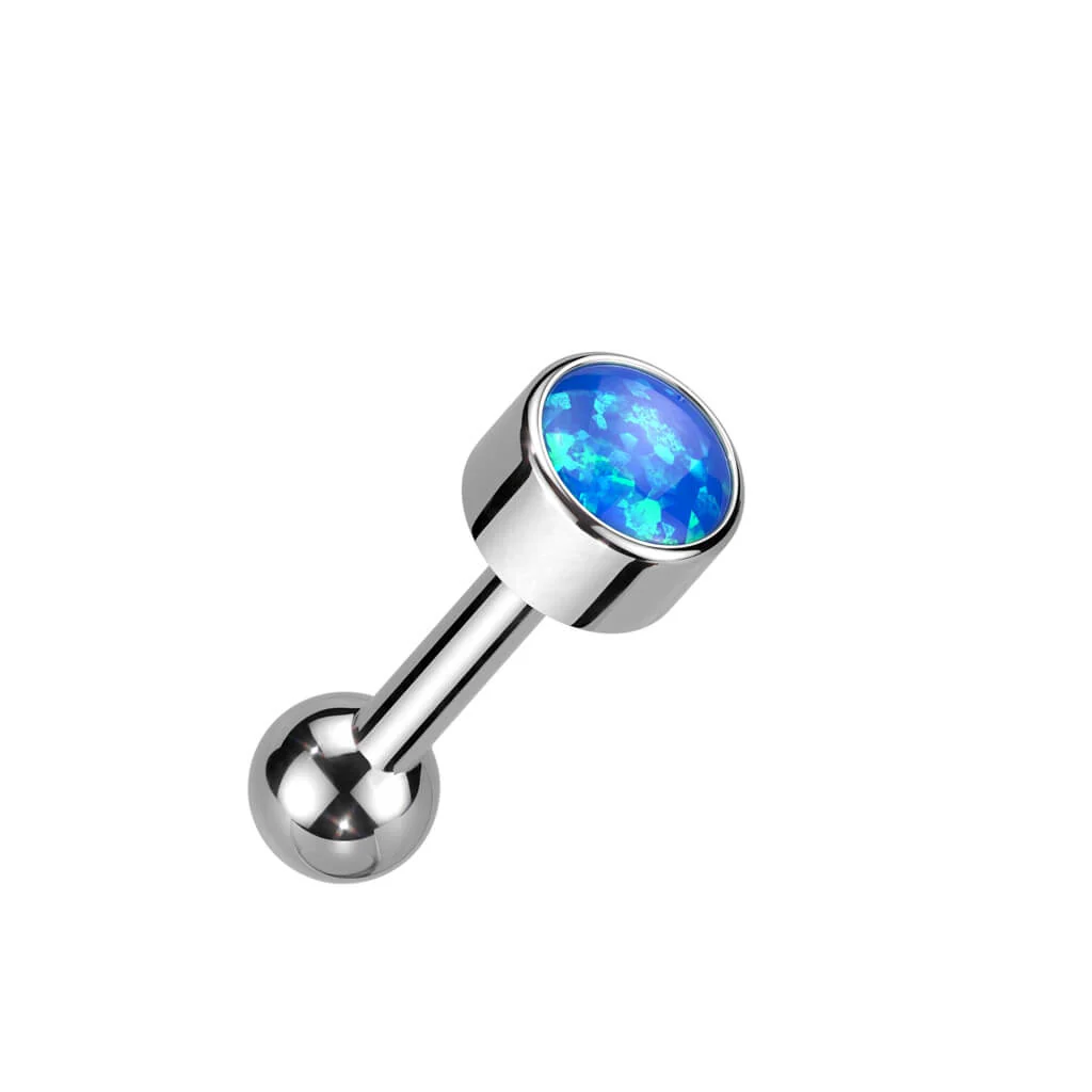 Titanium Barbell Opal Bezel Setting Push-In - Image 2