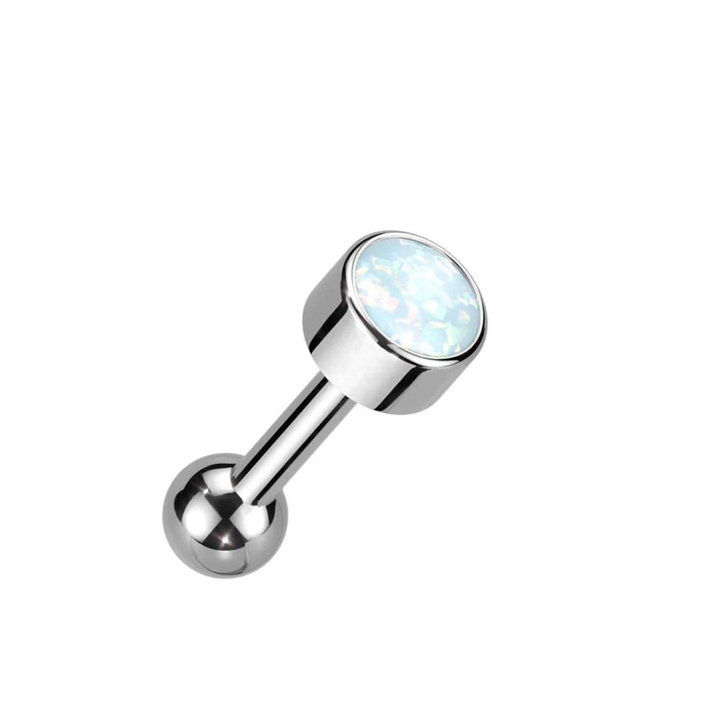 Titanium Barbell Opal Bezel Setting Push-In - Image 3
