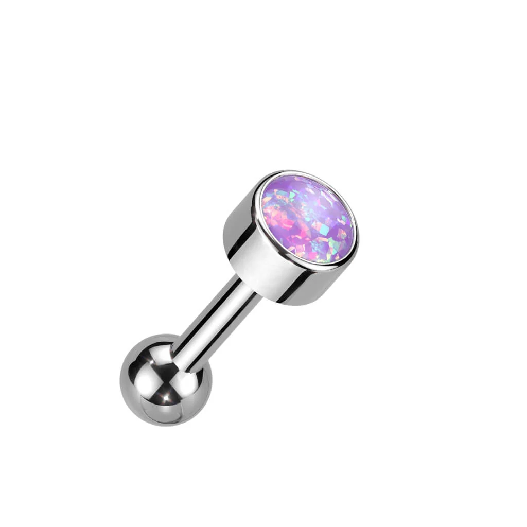 Titanium Barbell Opal Bezel Setting Push-In - Image 4