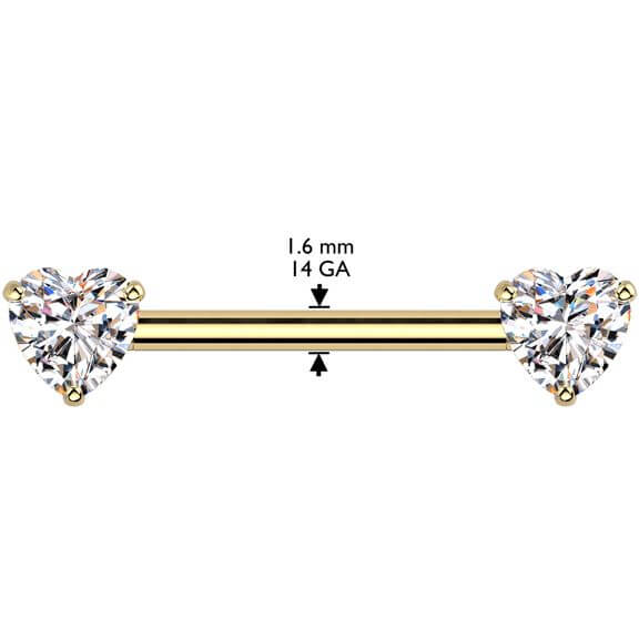 Titanium Nipple Piercing double heart zirconia Push-In - Image 2
