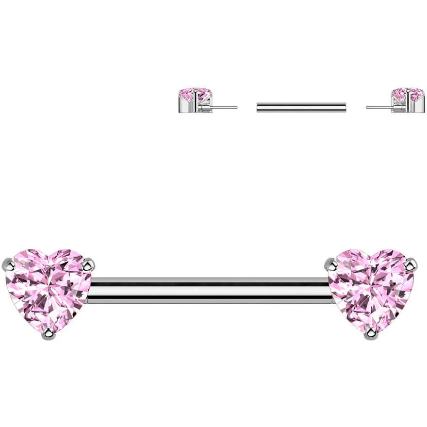 Titanium Nipple Piercing double heart zirconia Push-In - Image 5