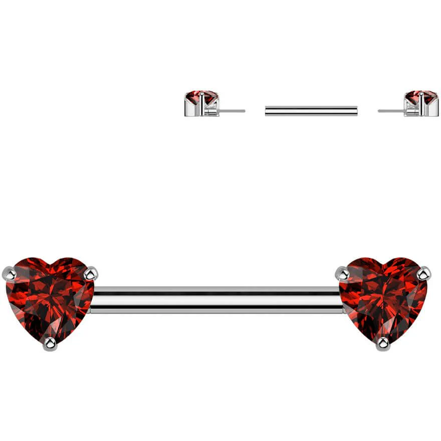 Titanium Nipple Piercing double heart zirconia Push-In - Image 6