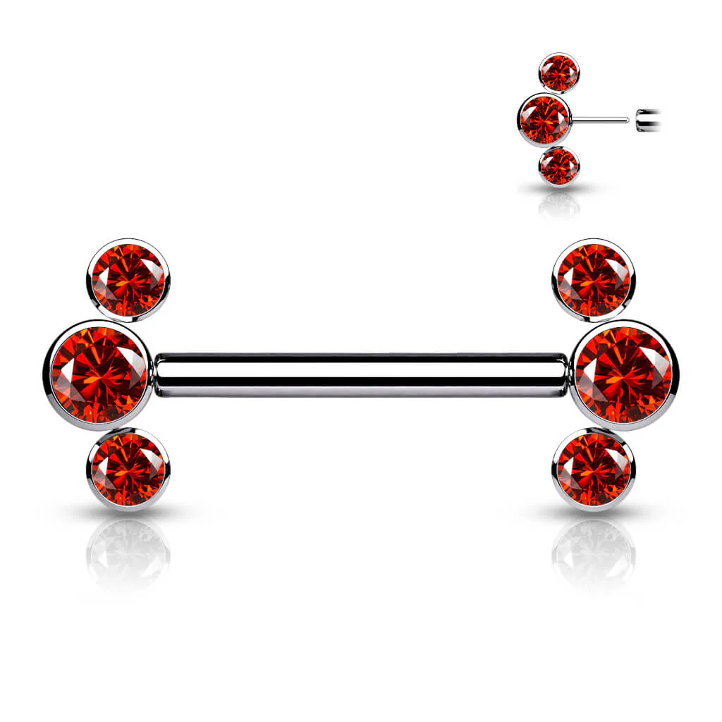 Titanium Nipple Piercing 3 Zirconia Push-In - Image 10