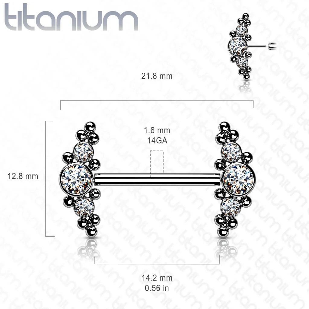 Titanium Nipple Piercing 3 Zirconia Push-In - Image 3