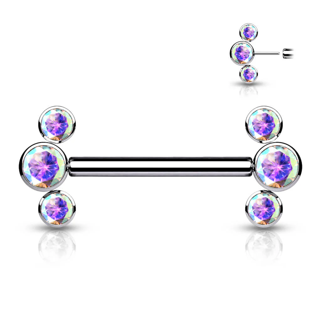 Titanium Nipple Piercing 3 Zirconia Push-In - Image 4