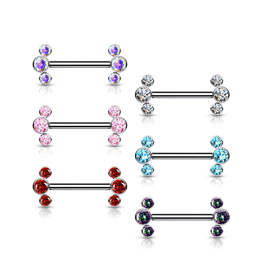 Titanium Nipple Piercing 3 Zirconia Push-In - Image 5