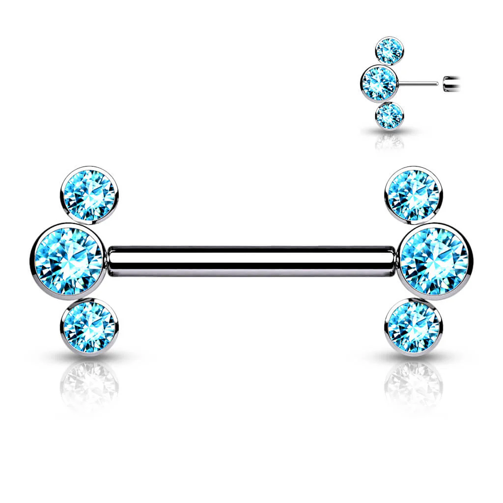 Titanium Nipple Piercing 3 Zirconia Push-In - Image 9