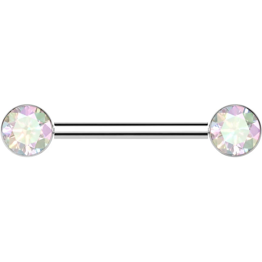 Titanium Barbell bezel setting zirconia Push-In - Image 3