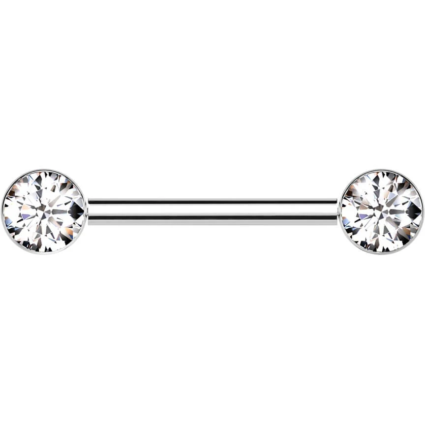 Titanium Barbell bezel setting zirconia Push-In - Image 4