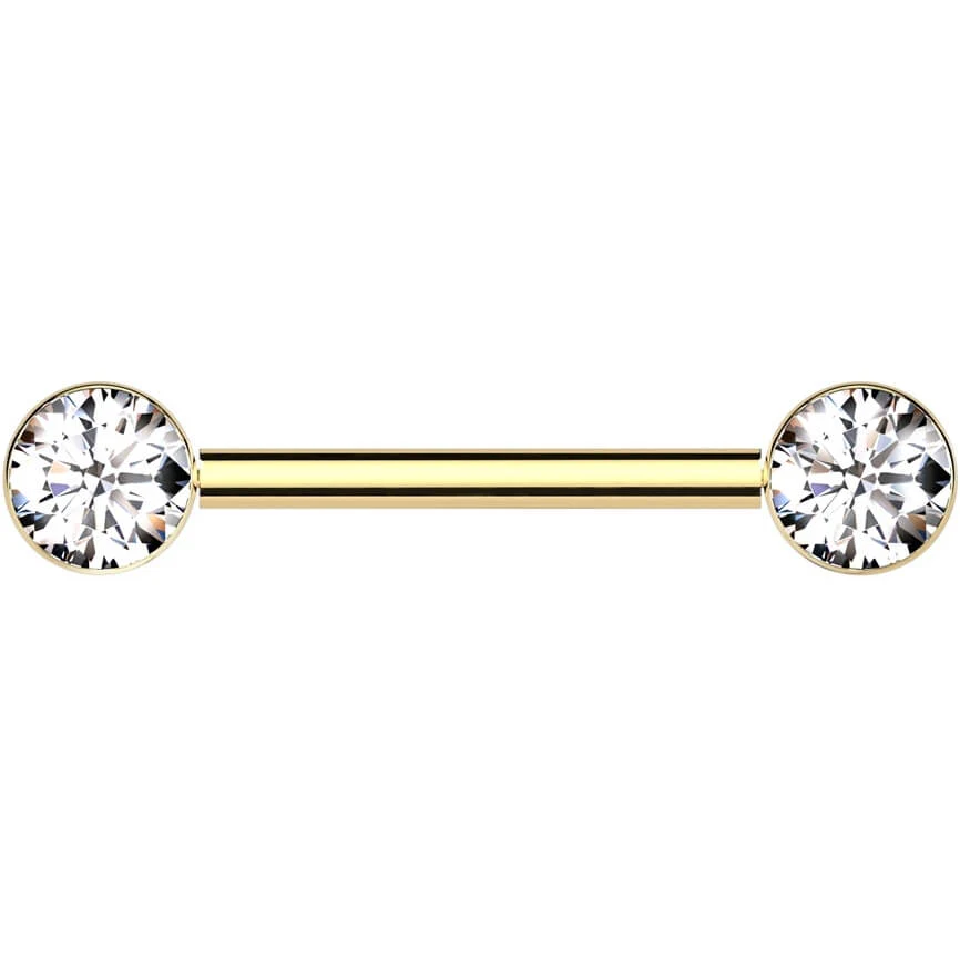 Titanium Barbell bezel setting zirconia Push-In - Image 5
