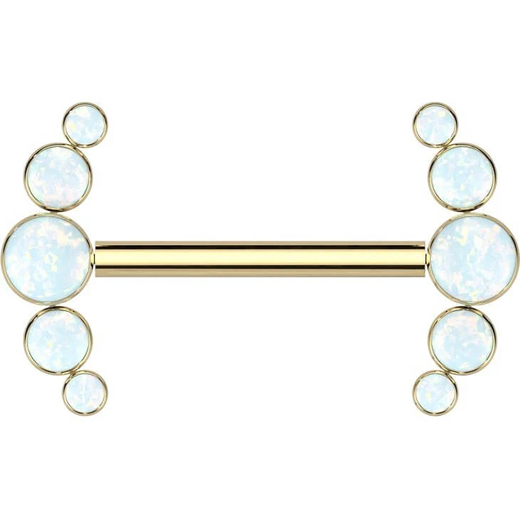 Titanium Nipple Piercing 5 Opal Push-In