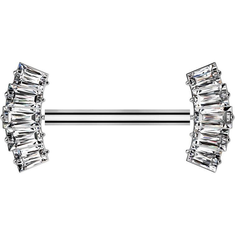 Titanium Nipple Piercing baguette fan zirconia Push-In - Image 4