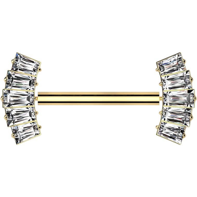 Titanium Nipple Piercing baguette fan zirconia Push-In - Image 5