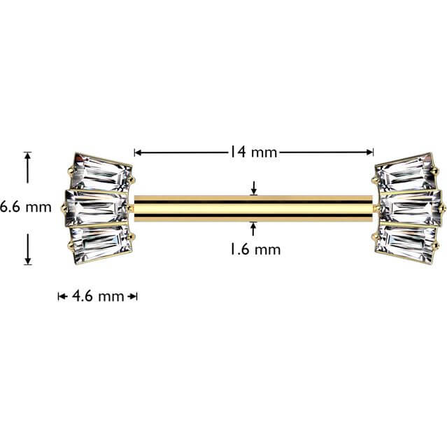 Titanium Nipple Piercing baguette fan zirconia Push-In - Image 2