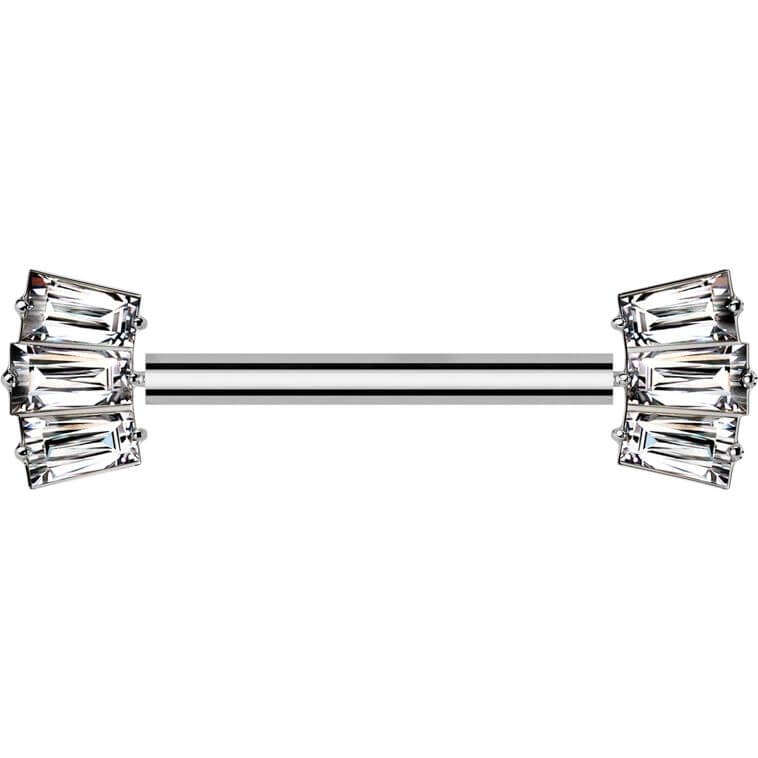 Titanium Nipple Piercing baguette fan zirconia Push-In - Image 4