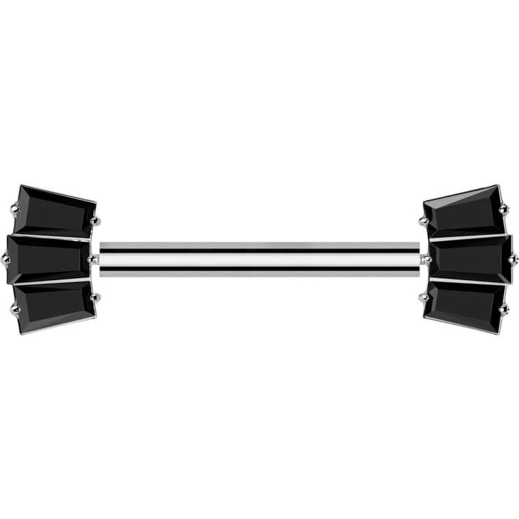 Titanium Nipple Piercing baguette fan zirconia Push-In - Image 6