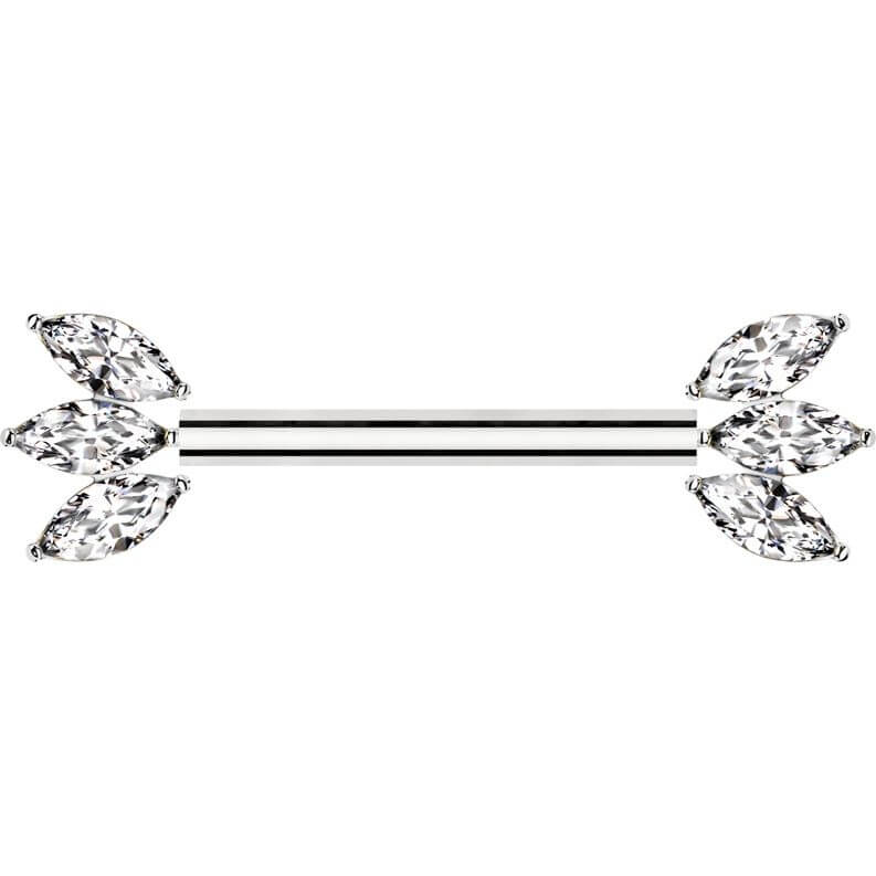 Titanium Nipple Piercing marquise cut zirconia Push-In - Image 4