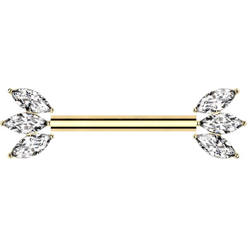 Titanium Nipple Piercing marquise cut zirconia Push-In - Image 5