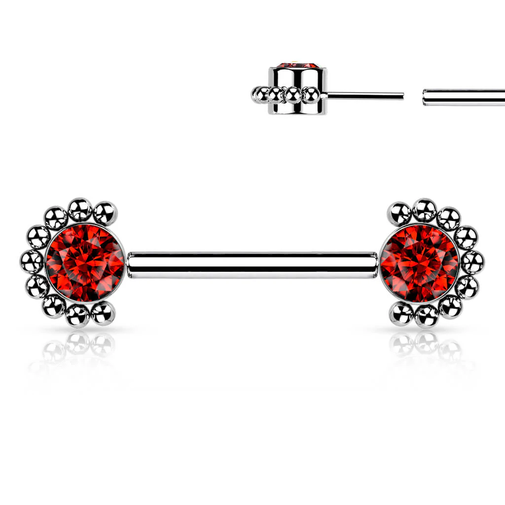 Titanium Nipple Piercing Zirconia Opal Silver Push-In - Image 11