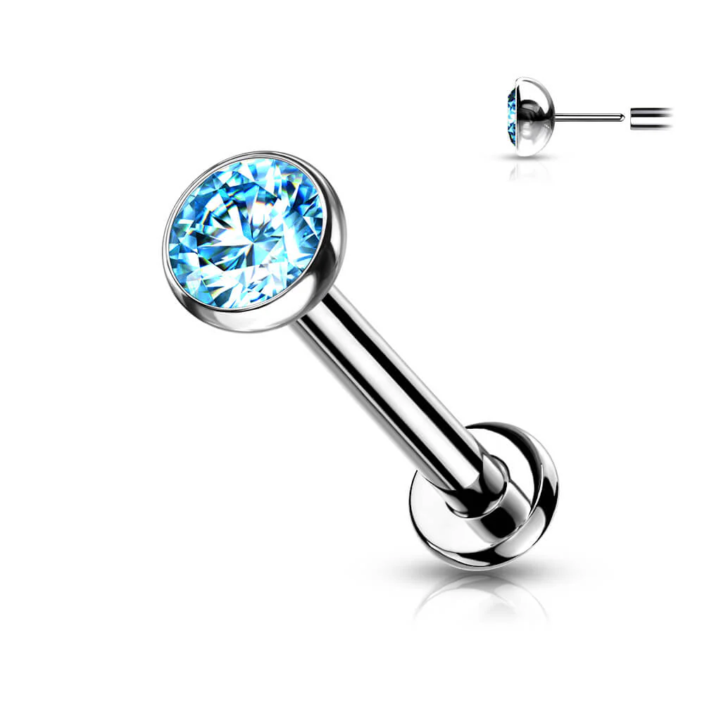Titanium Labret Zirconia Round Silver Push-In - Image 8