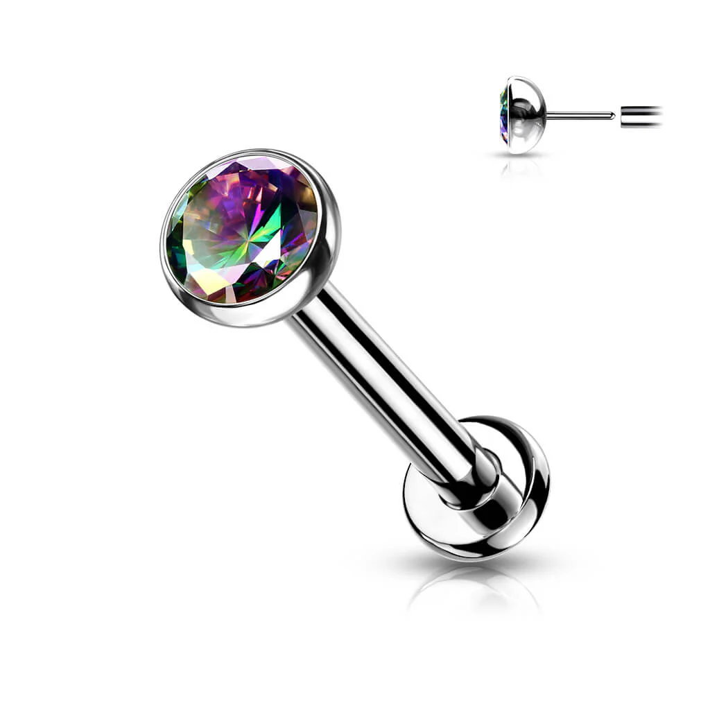 Titanium Labret Zirconia Round Silver Push-In - Image 9