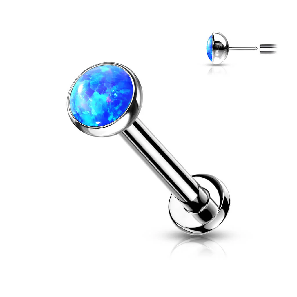 Titanium Labret Opal Flat Silver Push-In - Image 2