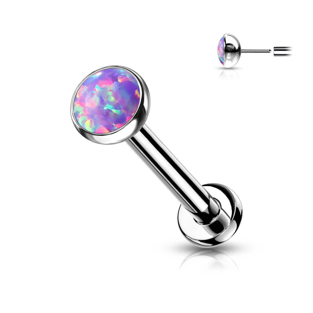 Titanium Labret Opal Flat Silver Push-In - Image 8