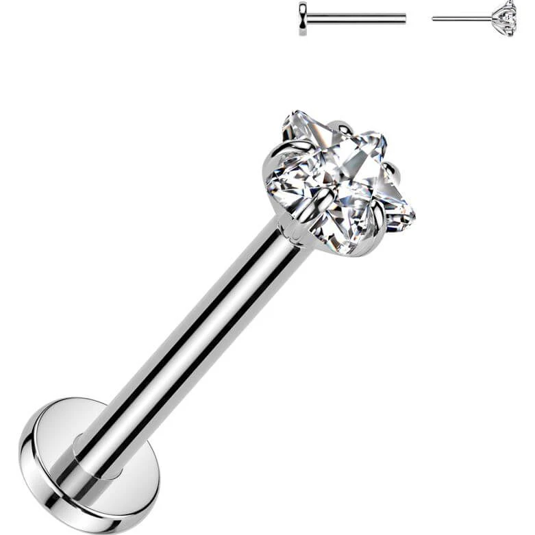 Titanium Labret star zirconia Push-In - Image 4