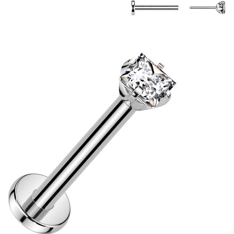 Titanium Labret square zirconia Push-In - Image 4