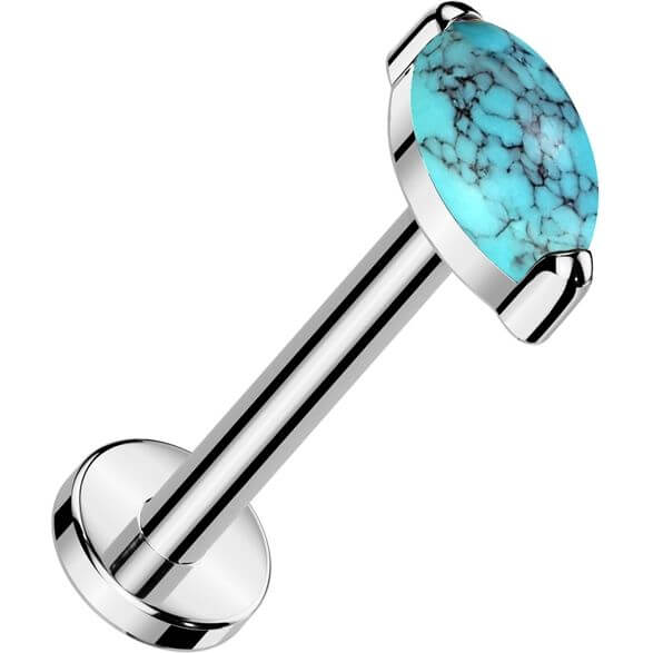Titanium Labret marquise cut natural stone Push-In - Image 8