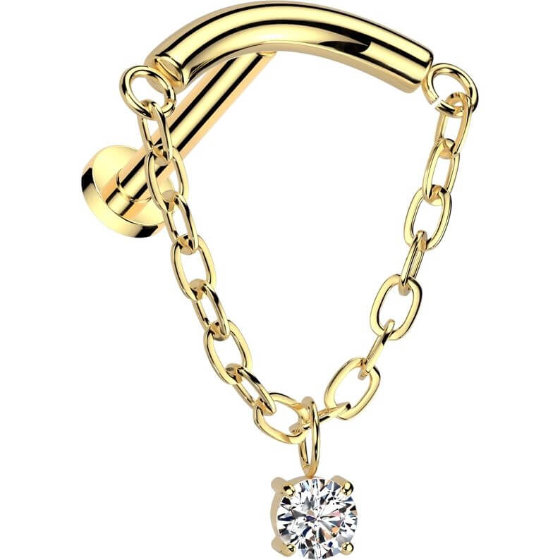 Titanium Labret chain dangle zirconia Push-In - Image 4