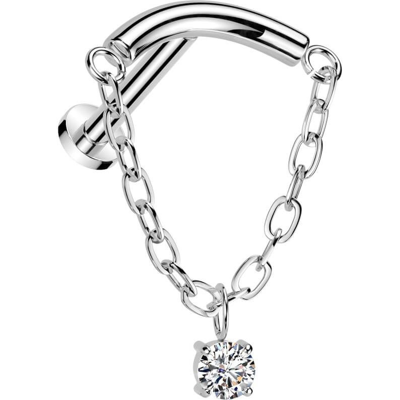 Titanium Labret chain dangle zirconia Push-In - Image 5