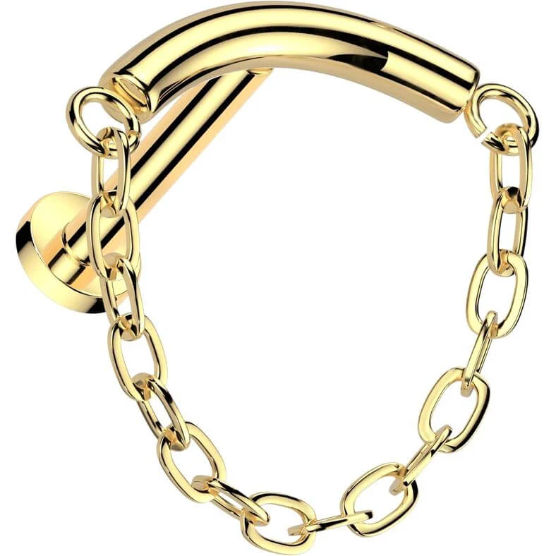 Titanium Labret chain linked curved bar Push-In - Image 5