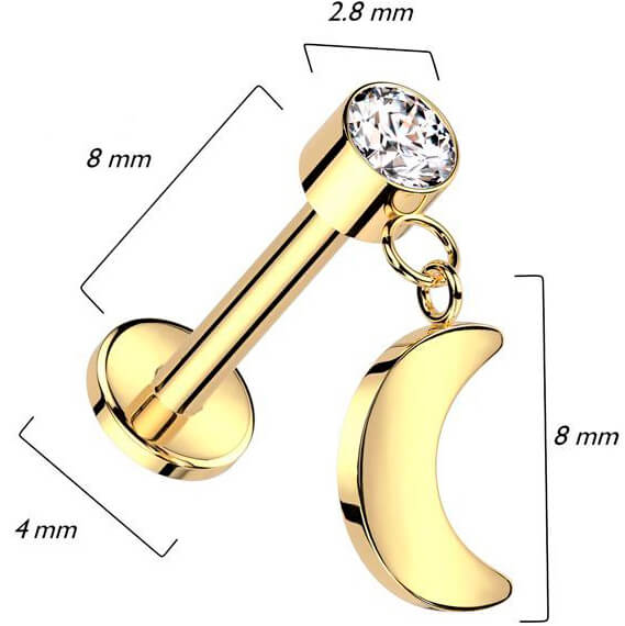 Titanium Labret moon bezel setting zirconia Push-In - Image 2